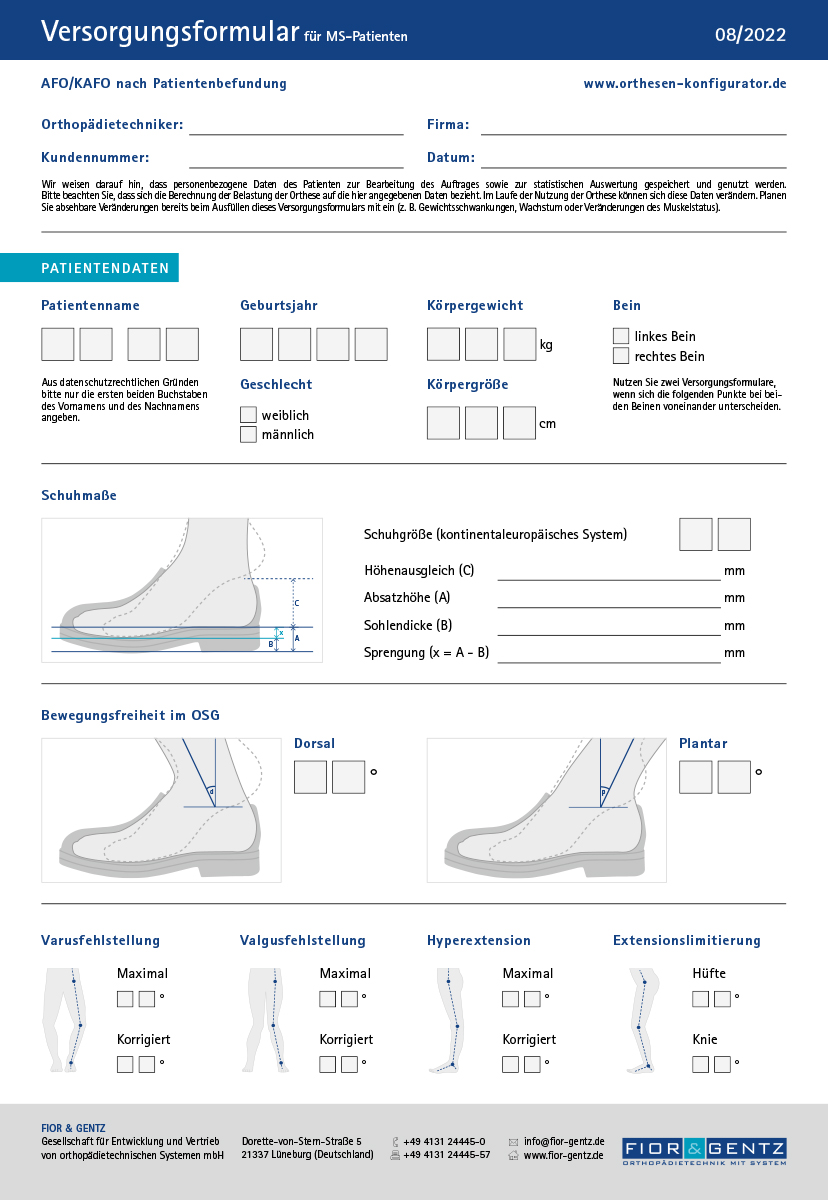 Versorgungsformular für MS-Patienten Versorgungsformular für MS-Patienten