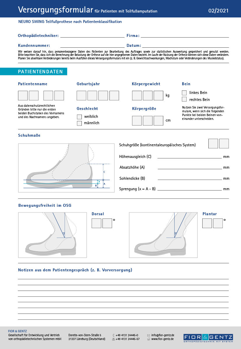 Versorgungsformular für Patienten