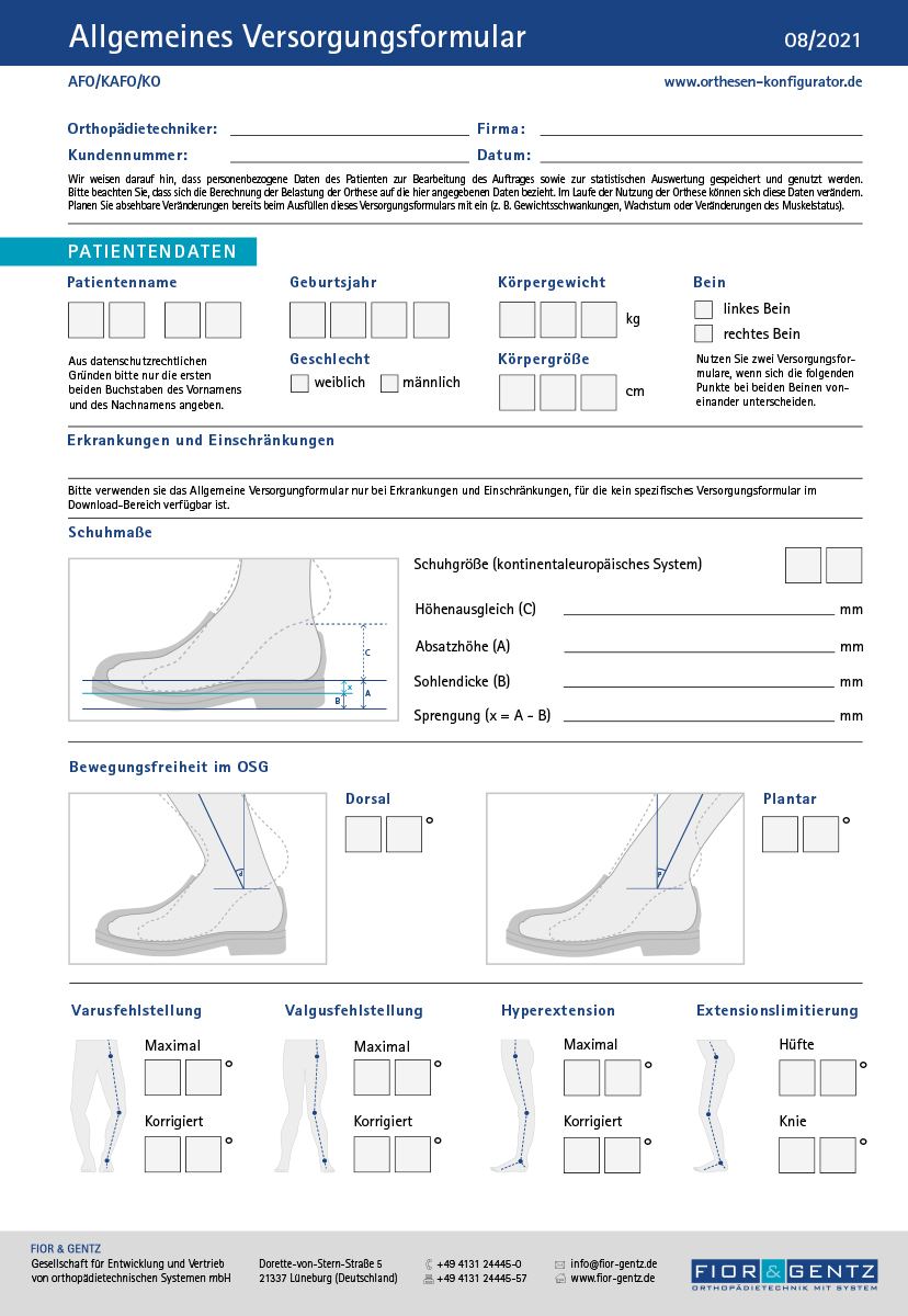 Allgemeines Versorgungsformular